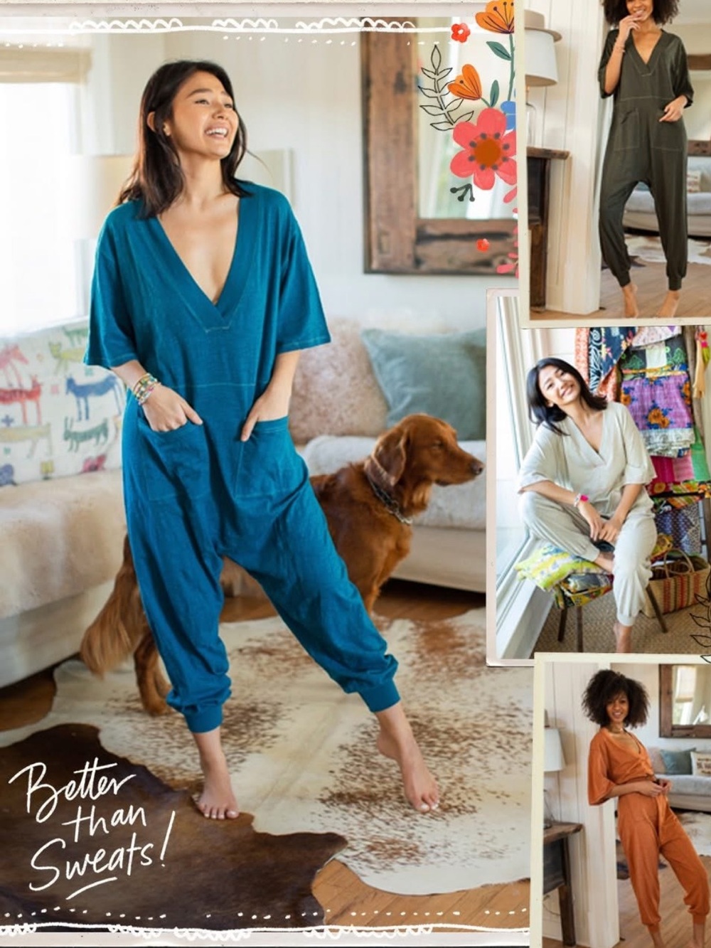💙Natural Life Turquoise V-Neck Johnnie Pajama Onesie Romper Jumpsuit